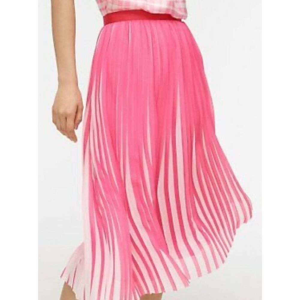 NWOT J Crew Collection Pleated midi skirt peekaboo stripe, Sz 00, $130